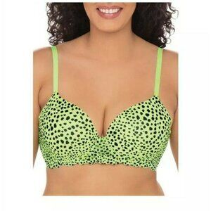 No Boundaries Women's T-Shirt Bra With Lace Bottom Size 34DD Lime Green